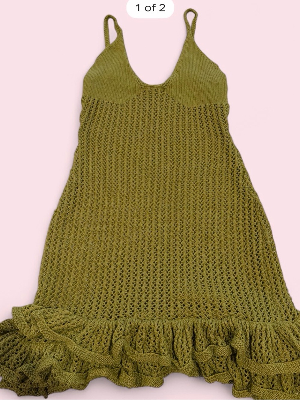 Olive Green Crochet Knit Sundress